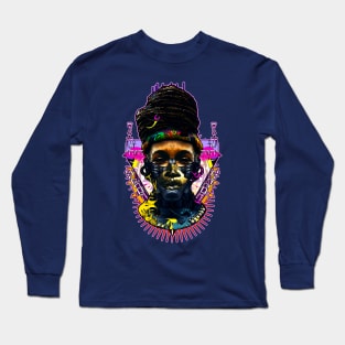 Afro Hair Black Girl Shogun Melanin Ronin Warrior Long Sleeve T-Shirt